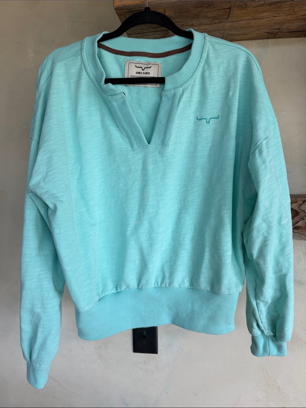 Kimes Ranch Dewey V Neck Pullover Mint Crew Sweater